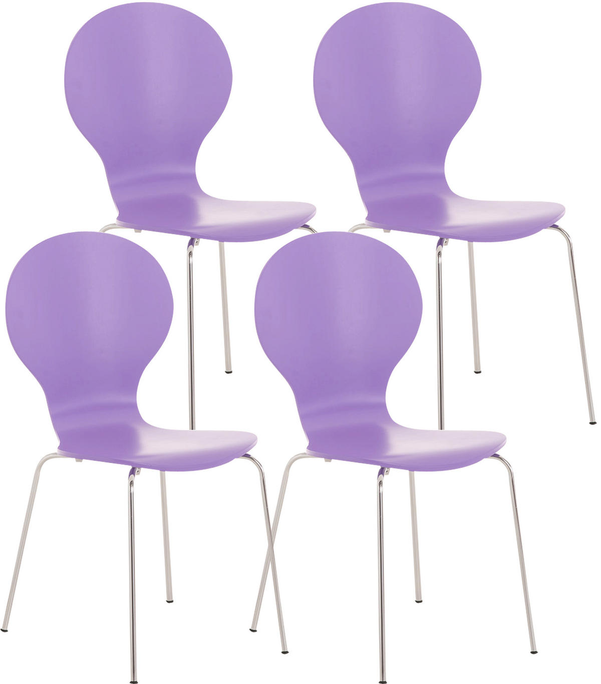 BESUCHERSTUHL 4er Set Holz lila - Lila, Holz/Metall (43/86/45cm) - CLP
