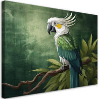 WANDBILD vogel tiere papagei grün - Grün, Textil (60/40cm) - Feeby
