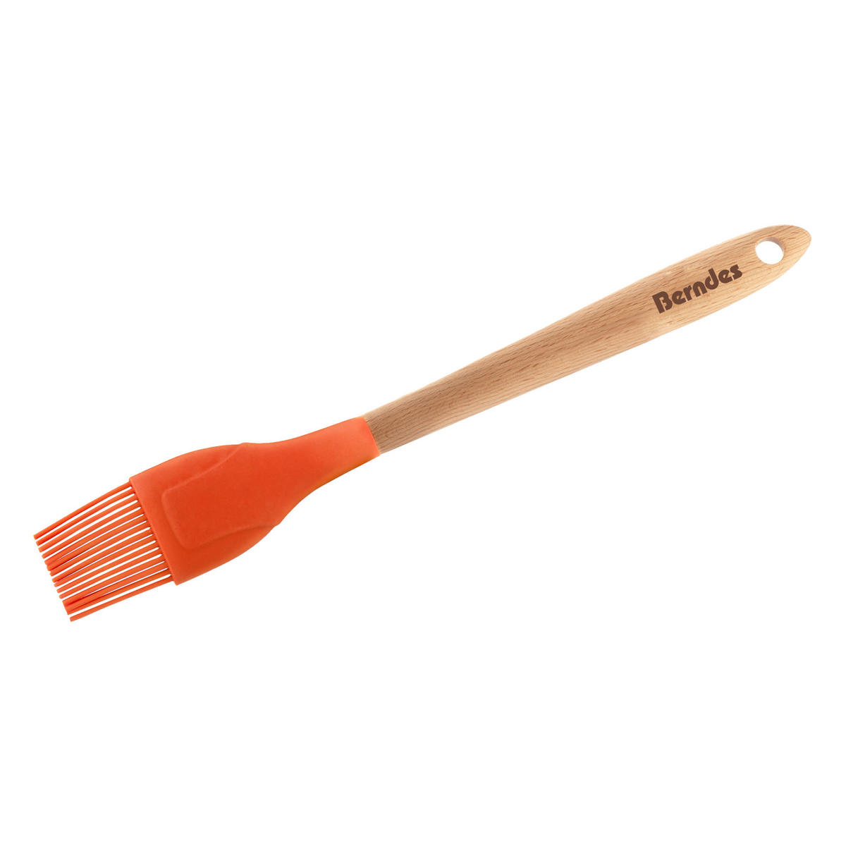 KÜCHENPINSE mit Holzstiel, Silikon, Orange / Braun, 29 cm - Orange, Kunststoff