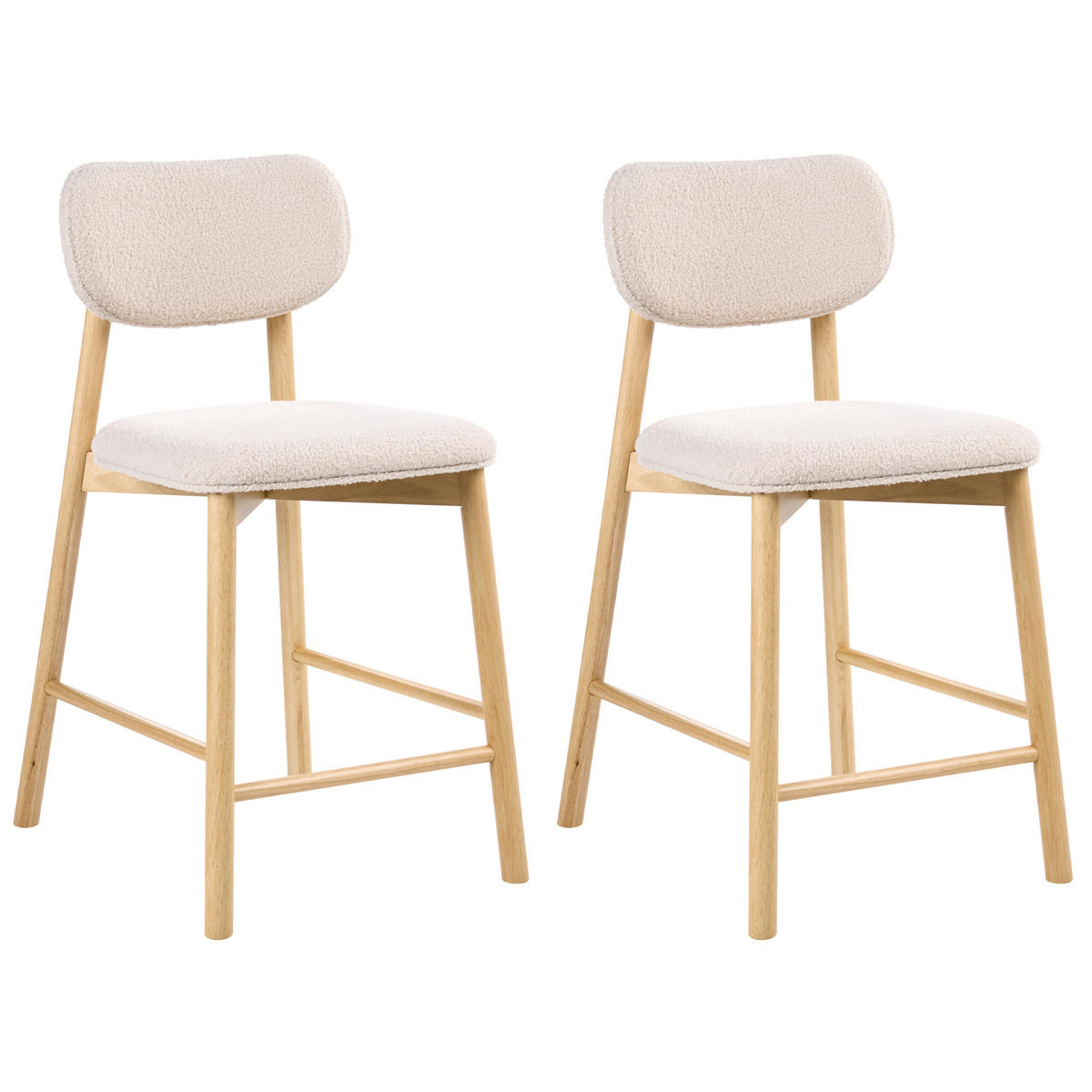 BARSTUHL 2er-Set Bouclé Hellbraun/Beige Mills - Hellbraun, Textil (51/96/61cm) - Beliani