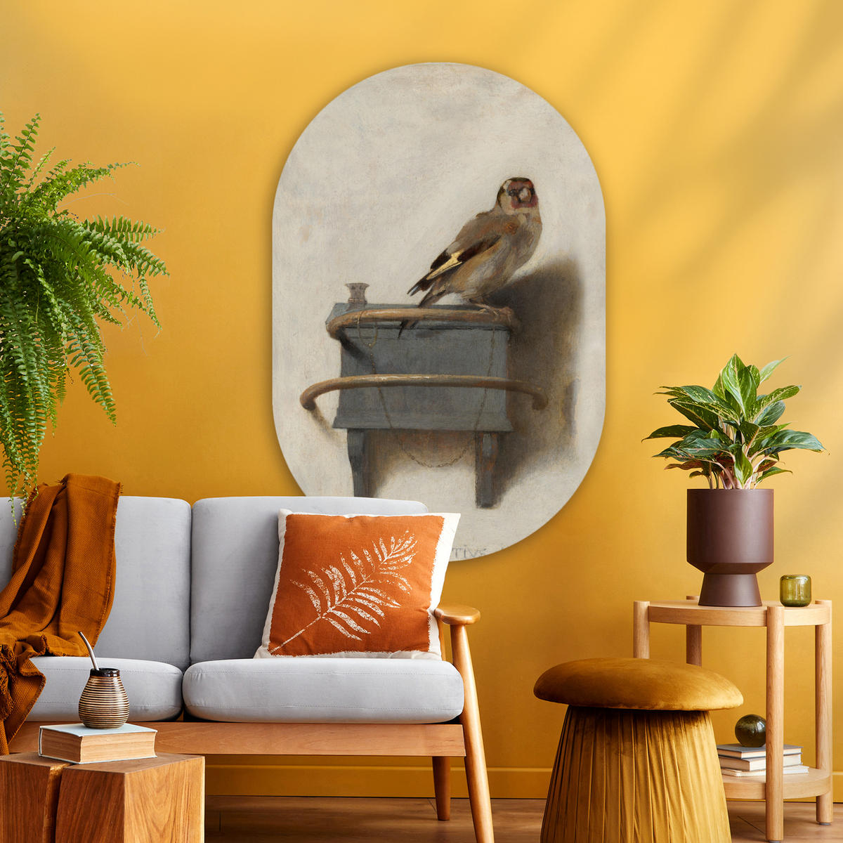 WANDBILD Stieglitz - Alter Meister - Carel Fabritius 80x120 cm - Grau, Kunststoff (80/120cm) - MuchoWow
