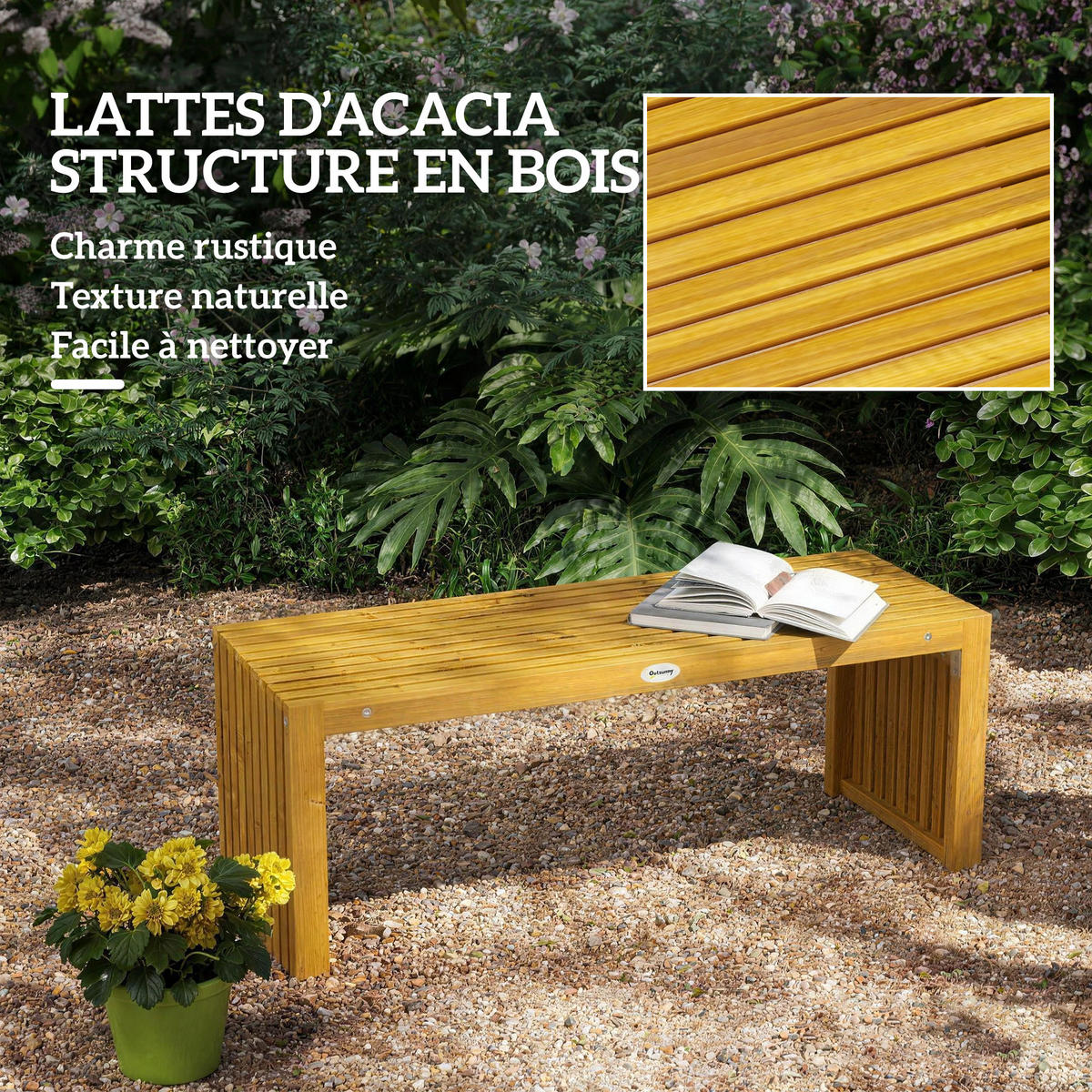 GARTENBANK DE-17795 2-Sitzer mit Lattenrost Natur - Naturfarben, Holz (110/45/30cm) - ComfortXL