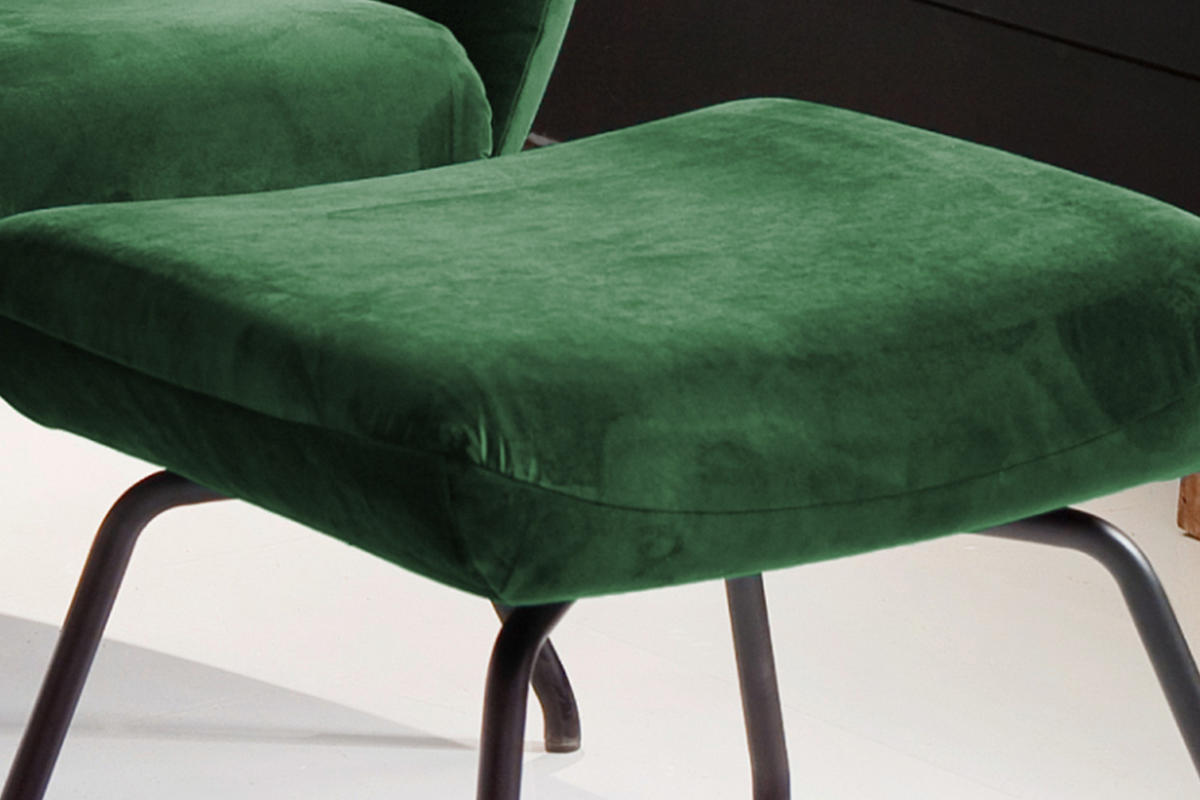HOCKER LOTTE Smaragdgrün Velvet - Smaragdgrün, Textil/Metall (57/44/52cm) - KAWOLA