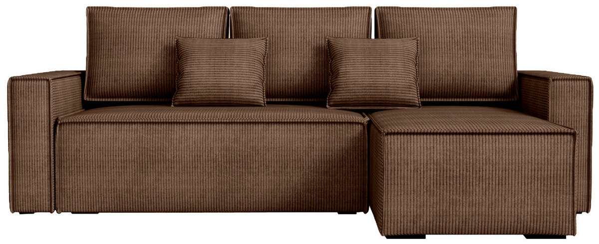 ECKSOFA Dexter mit Schlaffunktion Braun Cord - Braun, Textil (238/141cm) - Bromarkt