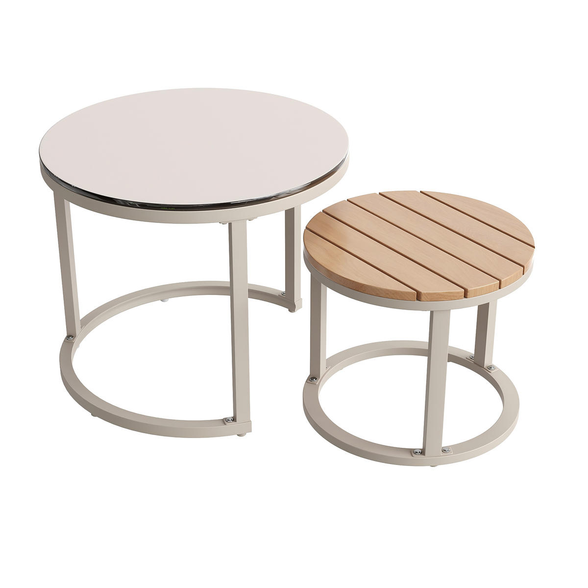 GARTENMÖBEL 114.5x61x67cm beige aus Metall und Olefin - Beige, Metall - Modfu