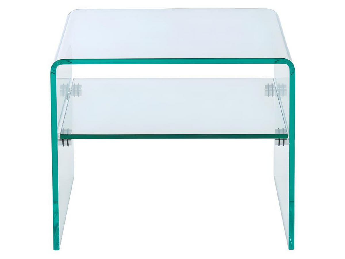 NACHTTISCH mit 1 Ablage - Glas - STILEOS - Transparent, Glas (40/40/48cm) - Vente-Unique