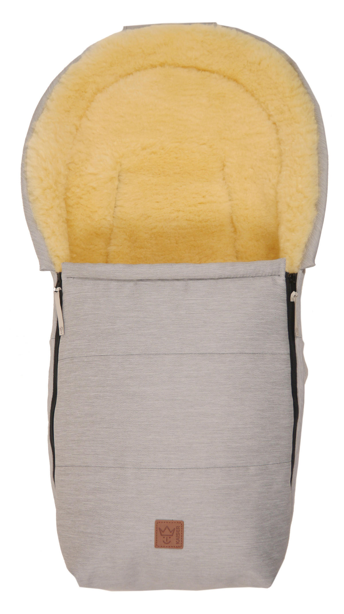LAMMFELL-BABYSCHALENFUSSSACK Emma, denim light grey - Hellgrau, Fell (37/7/80cm) - Kaiserbaby