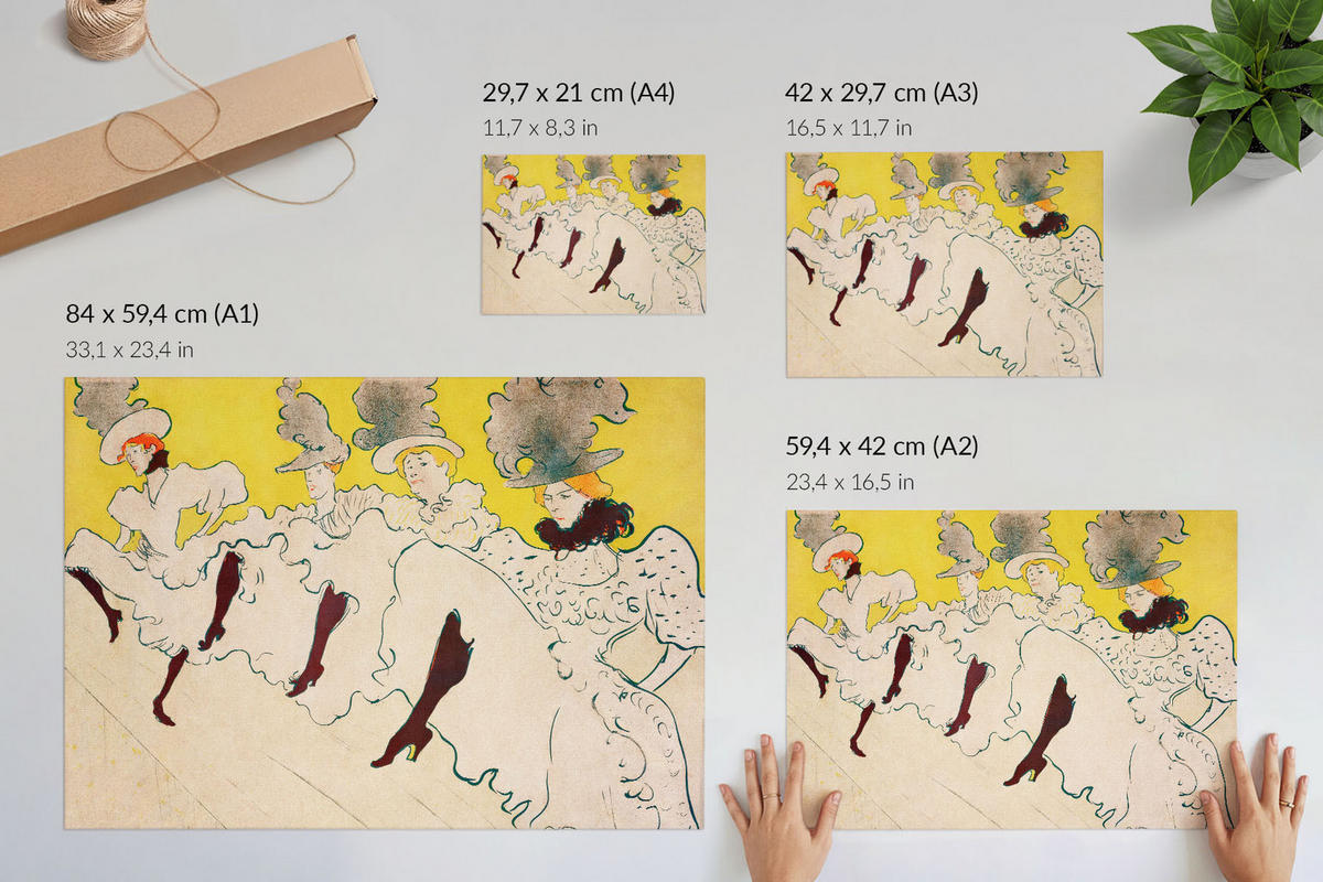 POSTER - 29x21 cm (A4) - Henri de Toulouse-Lautrec - Mademoiselles Truppe - Gelb, Textil (29.7/21/0.1cm) - TULUP