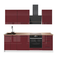 CHICINETĂ Fame-Line, Bordeaux lucios ridicat/Alb, 230 cm, AP Stejar - alb/bordo, compozit lemnos (230/206.8/60cm) - Vicco