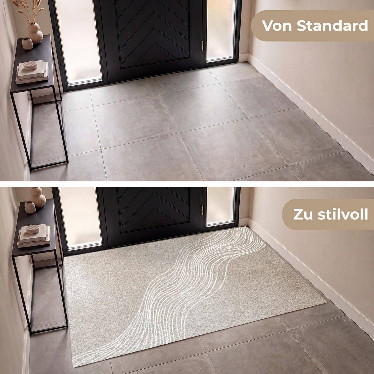 FUSSMATTE Wellenlinien - Fließend - Sandfarben Fußabtreter 180x120 cm - Beige, Kunststoff (180/120cm) - MuchoWow