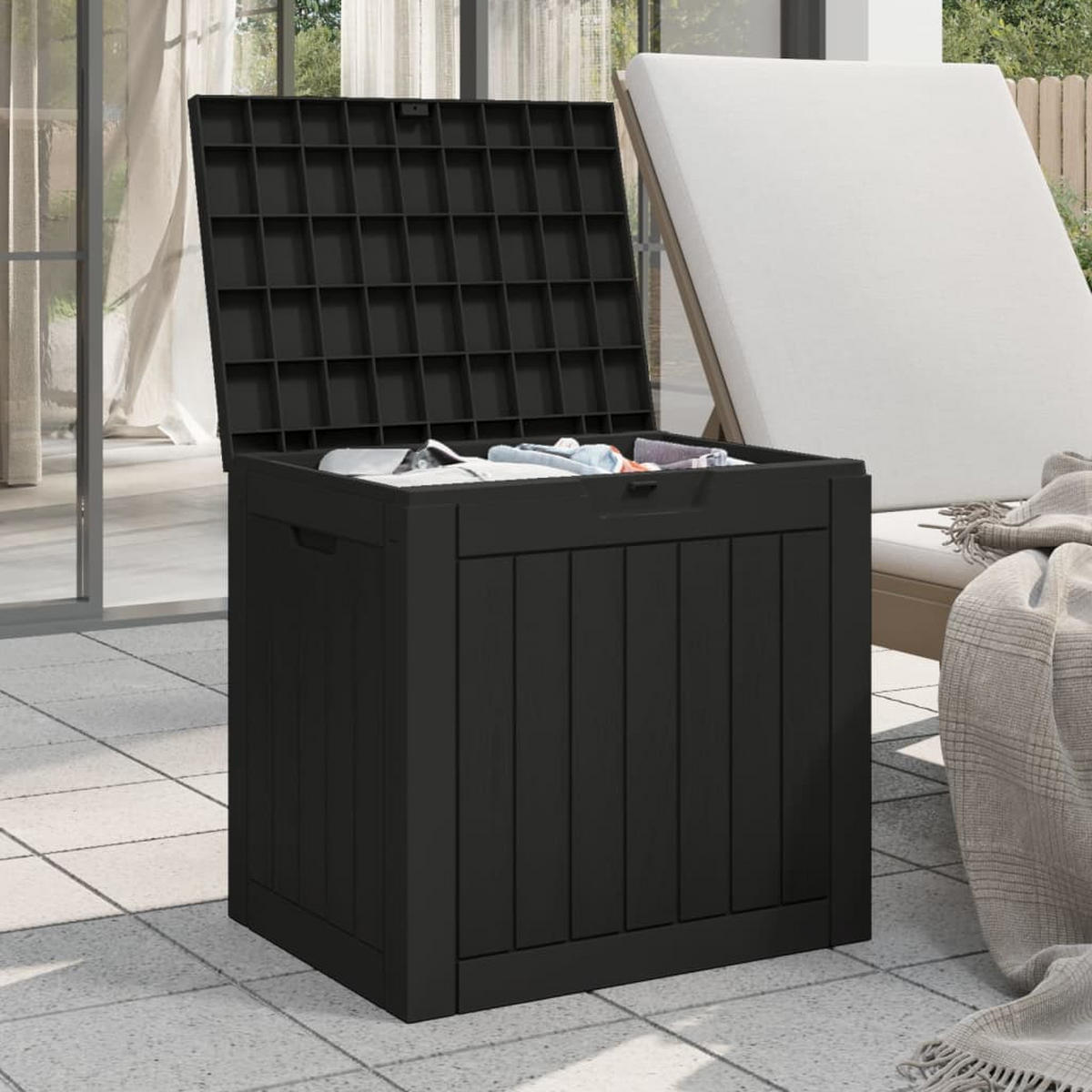 GARTENBOX Schwarz 55,5x43x53 cm Polypropylen - Schwarz, Kunststoff (43/53/55.5cm) - furnicato