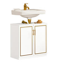 WASCHBECKENUNTERSCHRANK Weiß - Goldfarben/Weiß, Holzwerkstoff (60/61/30cm) - SoBuy