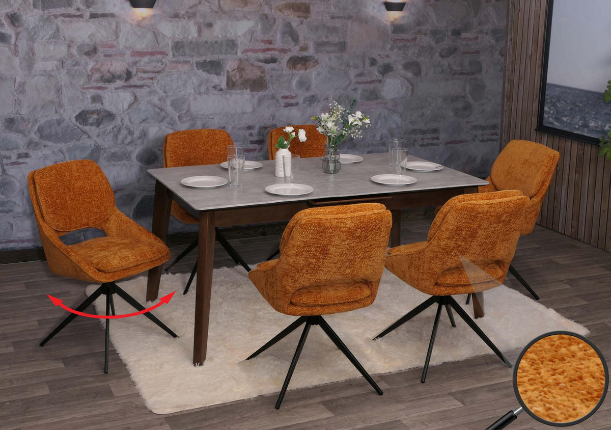 ESSZIMMERSTUHL Gelb 6er-Set - Gelb, Textil (55/87/55cm) - MCW