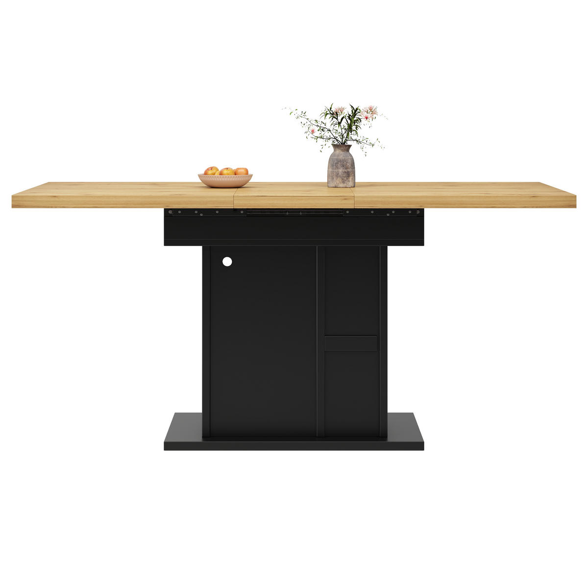 ESSTISCH ausziehbar 110-140/80/77,2 cm mit LED DE-39633 Holzoptik - Schwarz, Holzwerkstoff (80/140/77.2cm) - ComfortXL