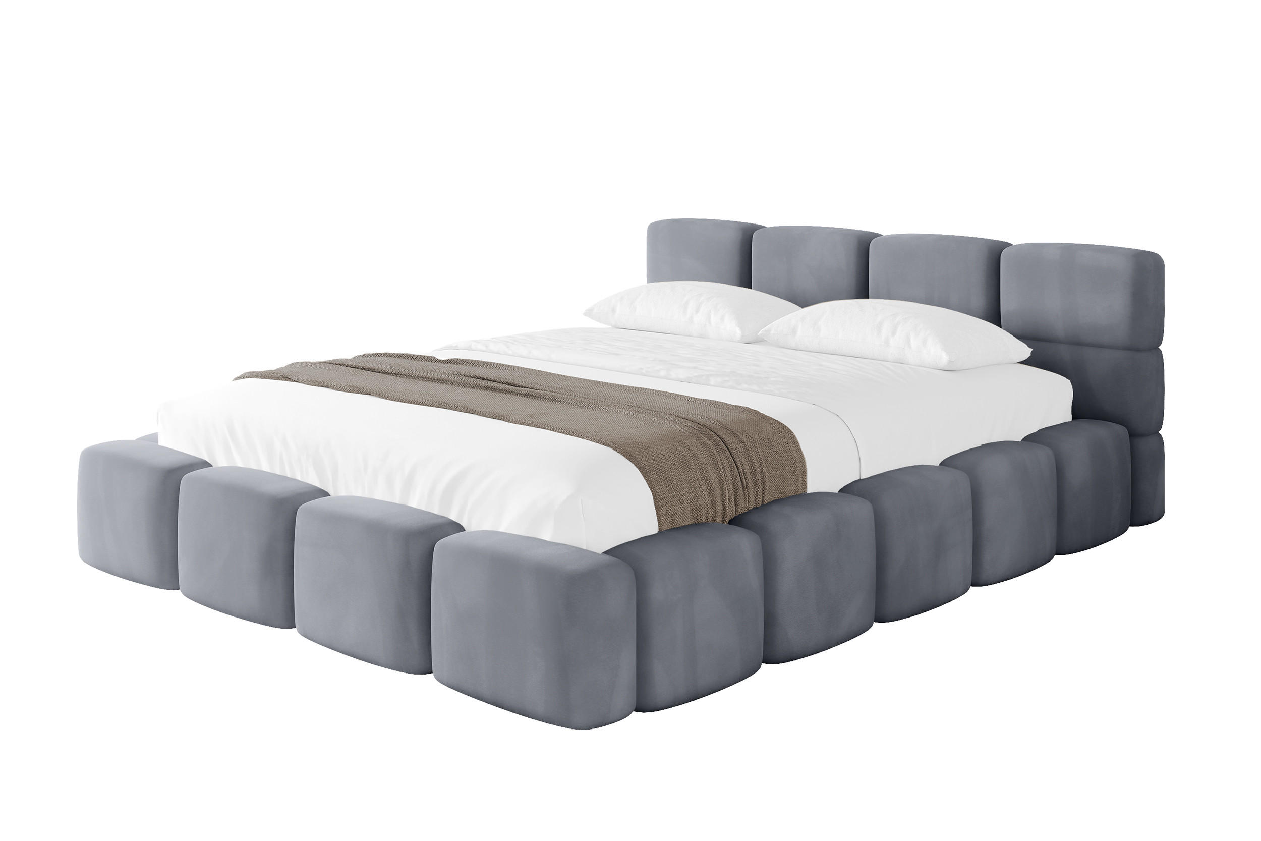 POLSTERBETT mit Bettkasten und Lattenrost, Bett mit Matratze H3/H4, Kopfteil, Boxbett, Doppelbett mit Stauraum - NATA-v1 180x200 Grau - Grau, Holzwerkstoff/Textil (180/200cm) - ALTDECOR