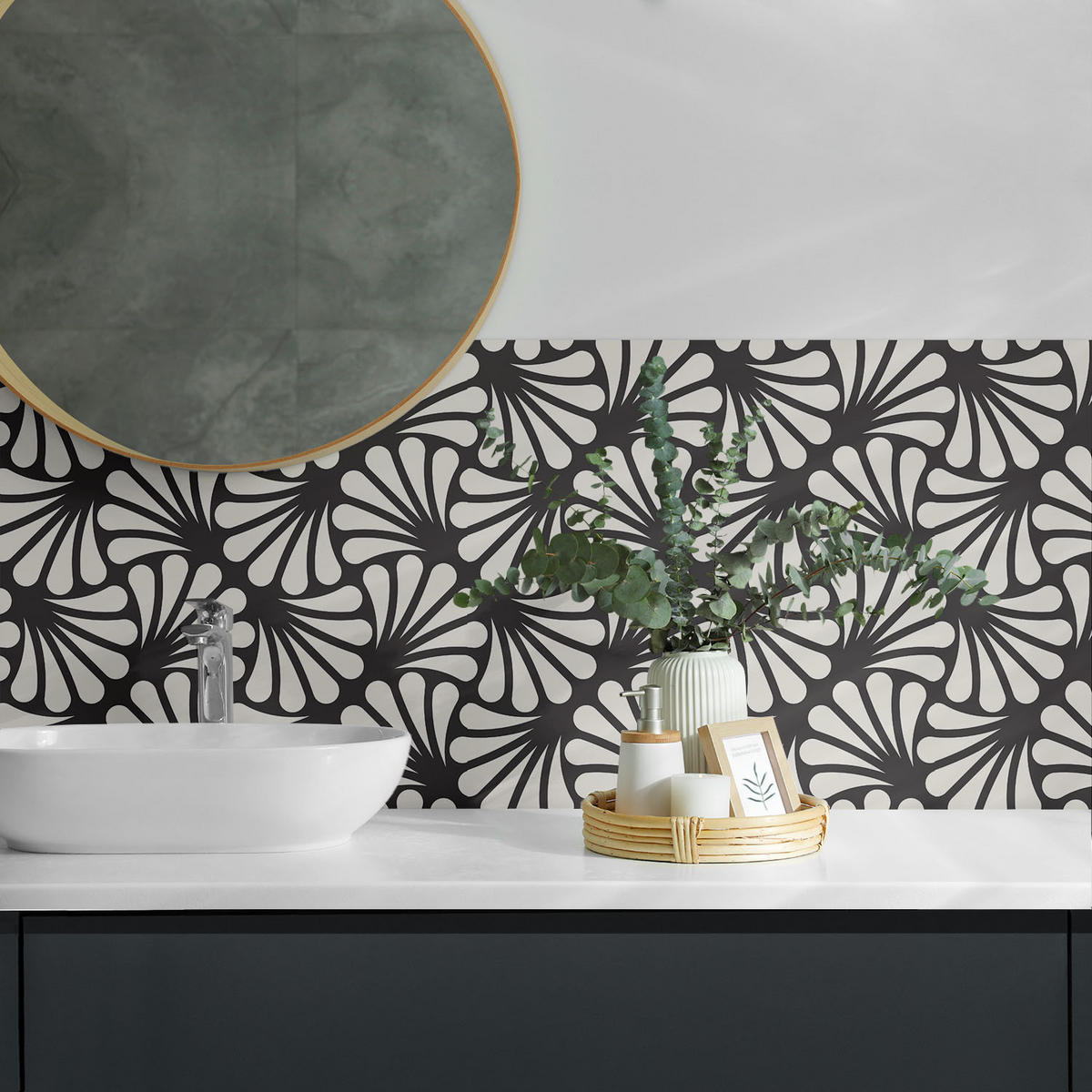 WANDPANEEL 4x 50x50 cm selbstklebend Yndral - Graphitfarben, Kunststoff (50/1.6/50cm) - Wallfluent