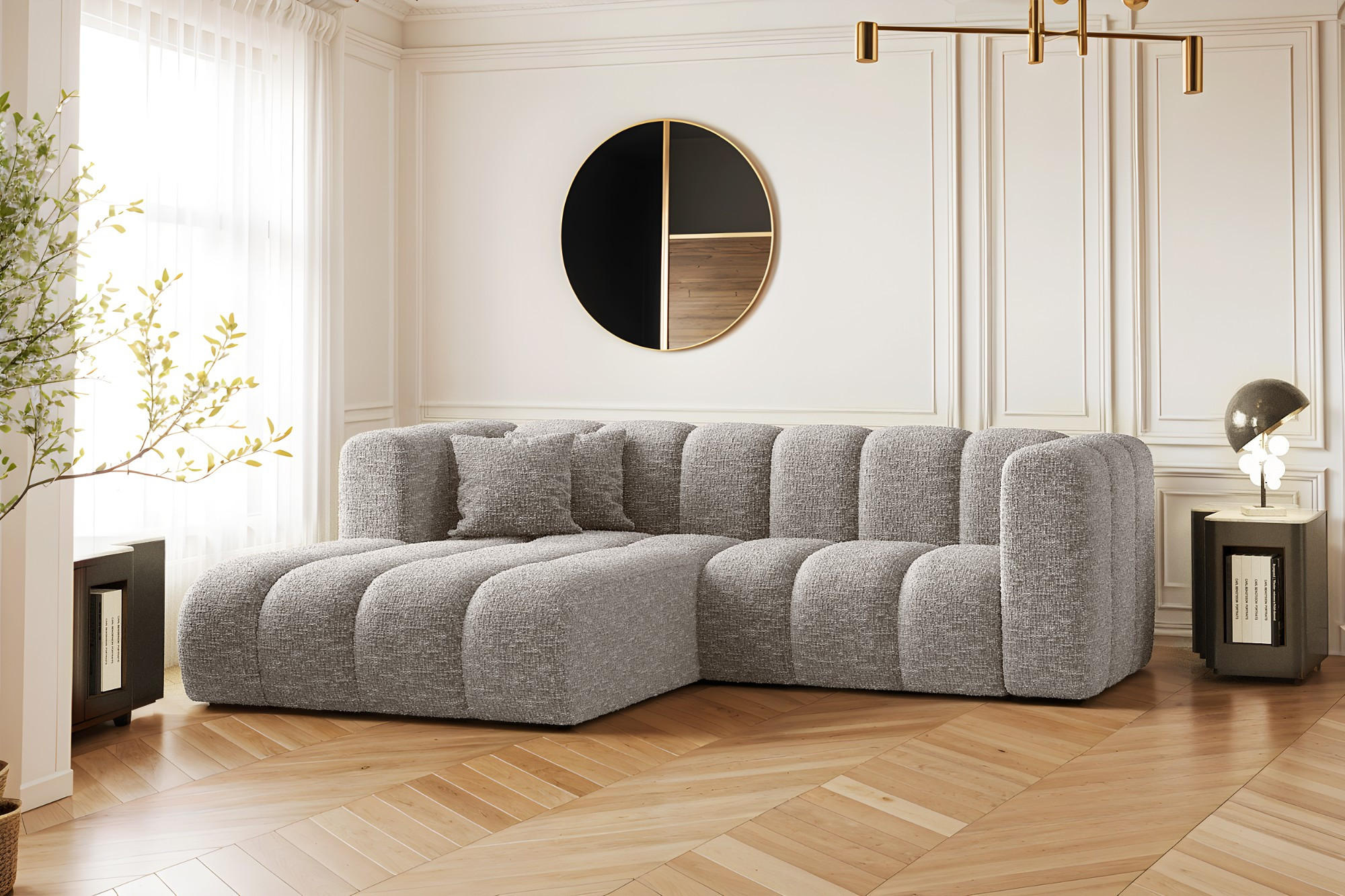 ECKSOFA L-form Sofa Grand modular stoff Haga Hellgrau Links - Hellgrau, Holz (179/227cm) - Kaiser Möbel