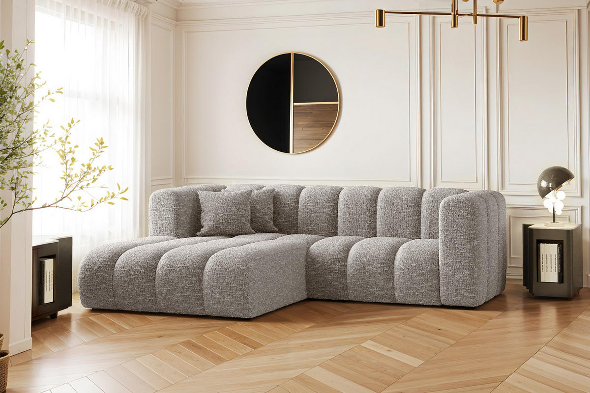 ECKSOFA L-form Sofa Grand modular stoff Haga Hellgrau Links - Hellgrau, Holz (179/227cm) - Kaiser Möbel
