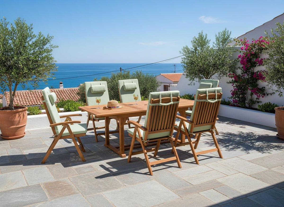 Outdoor-Sitzkissen 6er-Set Grün 50/45 cm Java/Amantea Premium - Grün, Textil (71/71/50cm) - Beliani