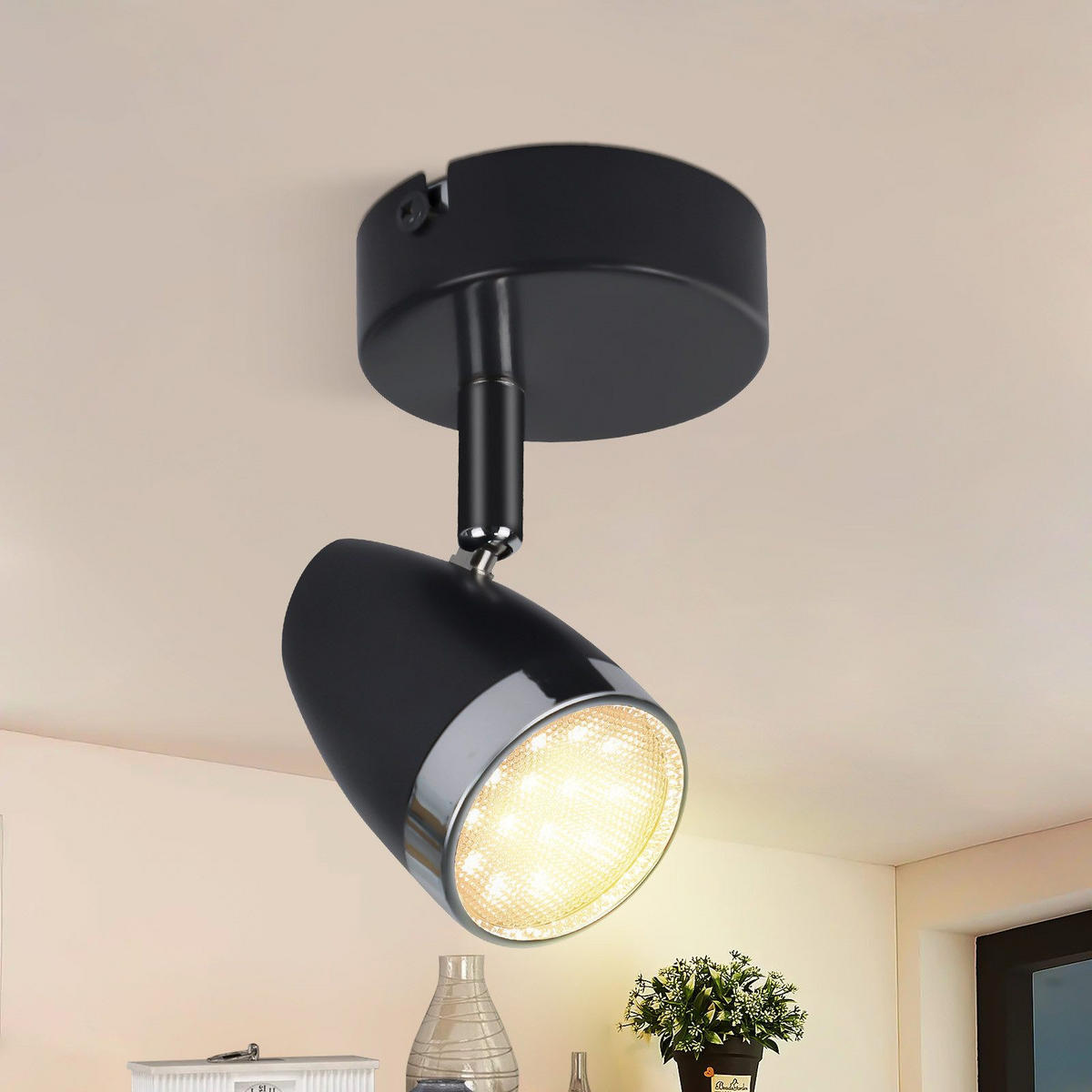 LED-DECKENLEUCHTE Lentz 8/13.5/5.6cm - Dunkelgrau, Metall (8/13.5/5.6cm) - Nettlife