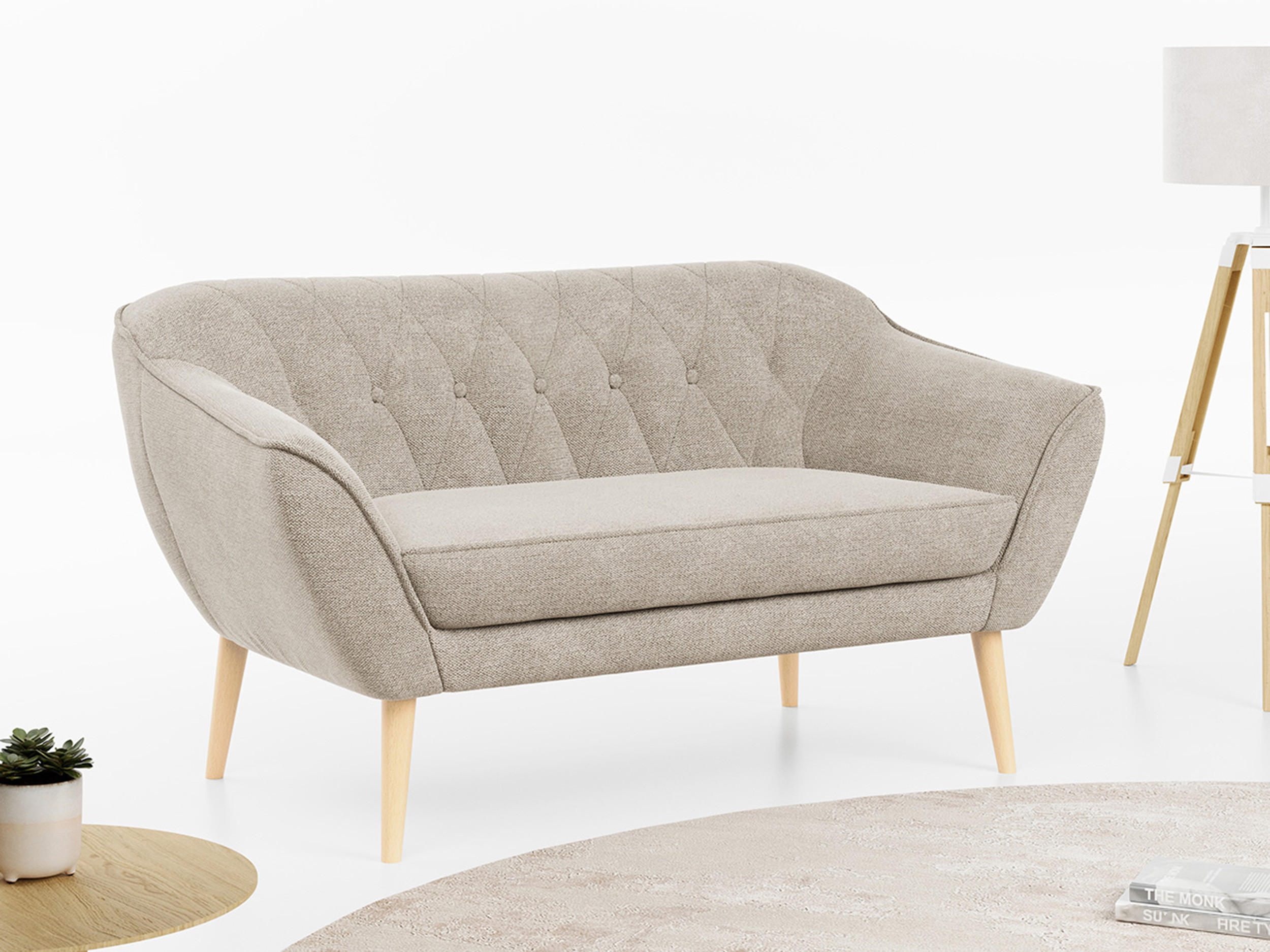 SOFA Pirs 2 Sitzer Strukture Beige - Beige/Braun, Holz/Textil (140/75/74cm) - MKS
