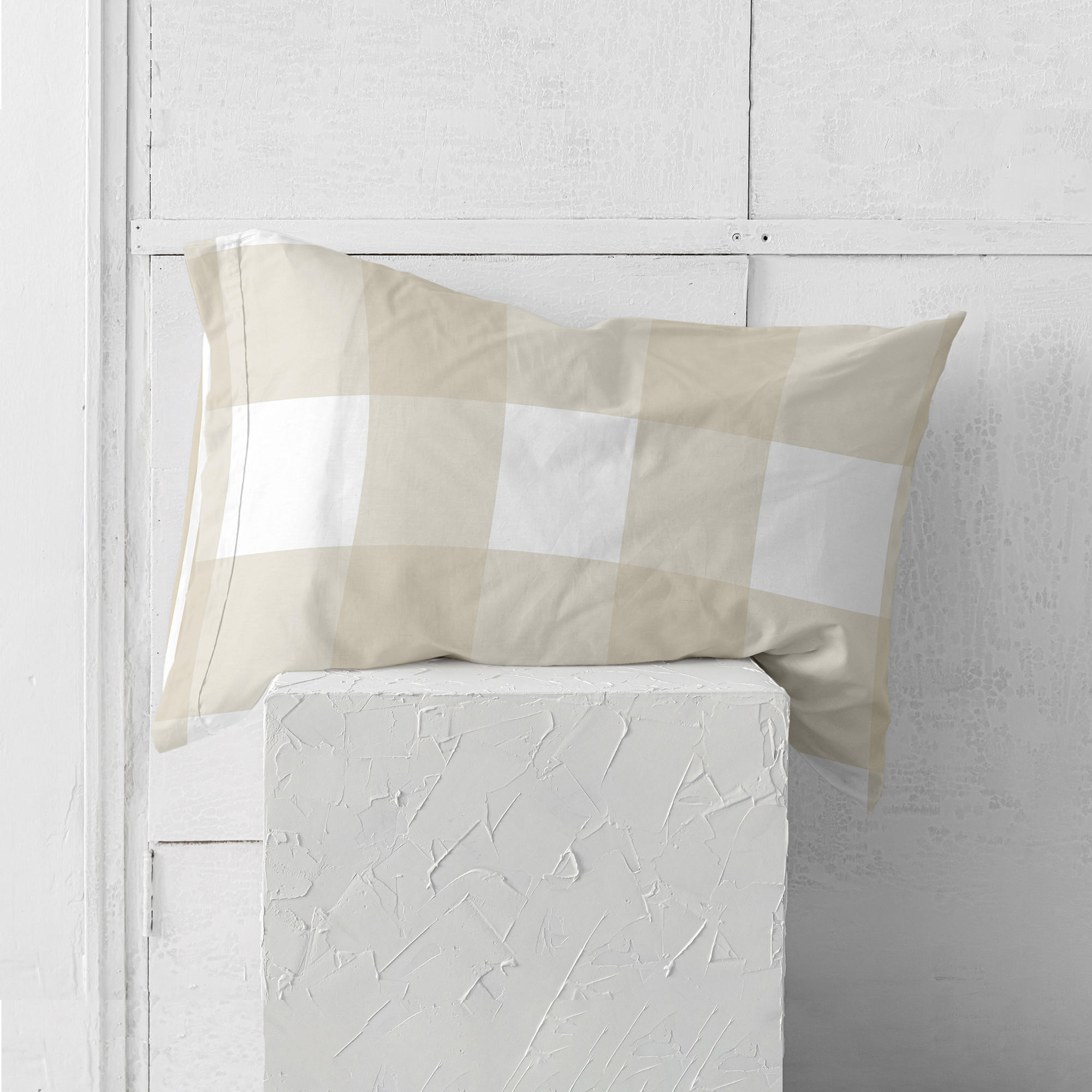 KISSENBEZUG gingham 45x155 cm beige - Beige, Textil (45/155cm) - Happy Friday