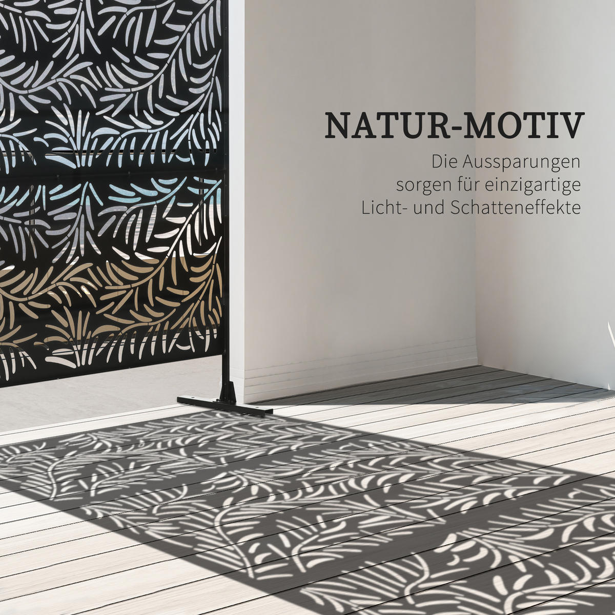 SICHTSCHUTZ Schwarz 122.0/45.0/198.0 cm - Schwarz, Metall (45/198cm)