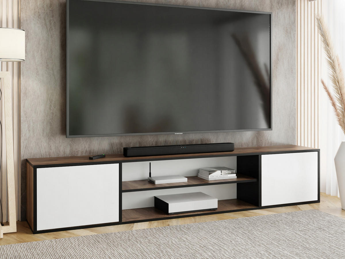 TV-LOWBOARD EDI 4 Craft Gold Eiche / Weiß – 2-türig - Honigeiche/Weiß, Holzwerkstoff (206.4/42/38.9cm)