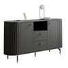 KOMMODE geriffelt, mit Fach, Schwarz - Schwarz, Holzwerkstoff (190/81/40cm) - Idohome