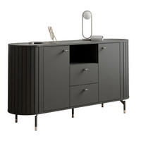 KOMMODE geriffelt, mit Fach, Schwarz - Schwarz, Holzwerkstoff (190/81/40cm) - Idohome