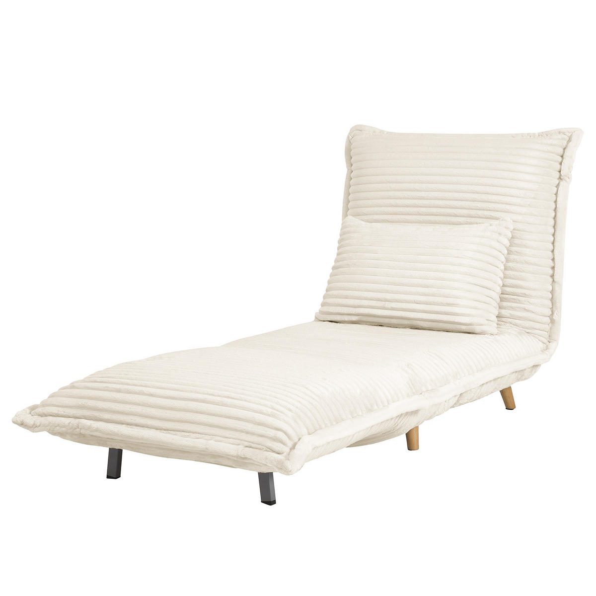 SCHLAFSESSEL - Cord / Eiche - Creme - Eiche Hell - Eichefarben/Creme, Textil/Metall (76/87/92cm) - home24