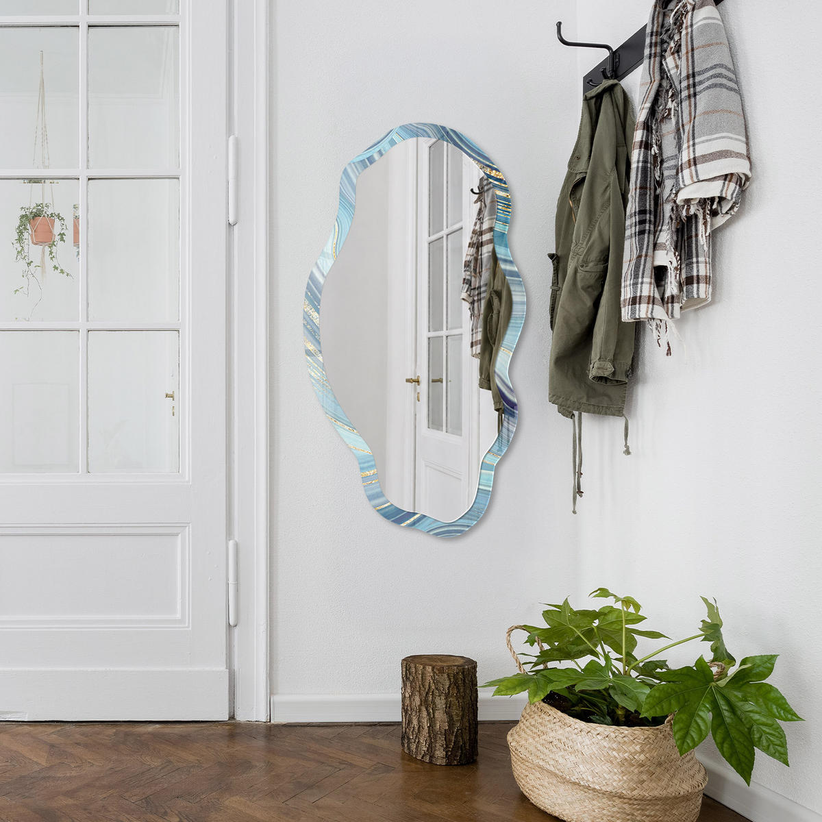 SPIEGEL 90x45 cm asymmetrisch mit Druck - Meereswellen - Transparent, Glas (45/90/0.4cm) - TULUP
