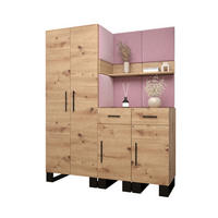 GARDEROBEN-SET 196/158/45,6 - Pink/Schwarz, Holz/Kunststoff (158/196/45.6cm) - Abiks Möbel