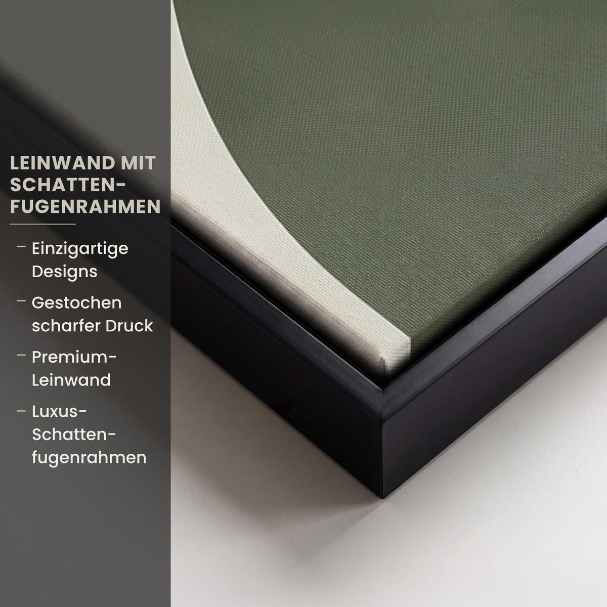 LEINWAND Bilder mit Rahmen - Japandi - Grün - Abstrakt - Modern - 40x60 - Salbeigrün, Textil (40/60cm) - MuchoWow