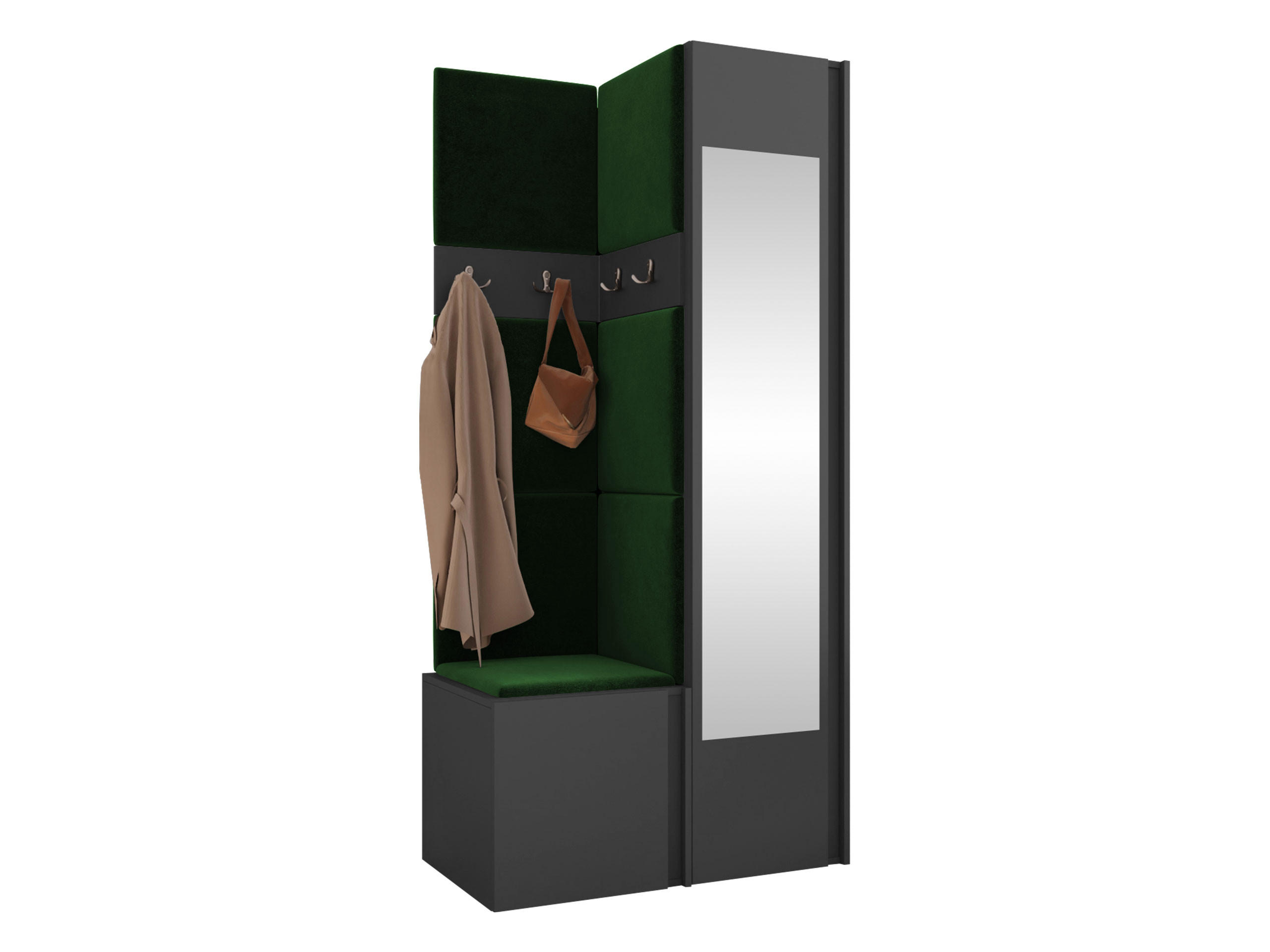 MOBILIER PENTRU HOL Orion XXV - verde/grafit, material plastic/compozit lemnos (82/186/46cm) - MIRJAN24