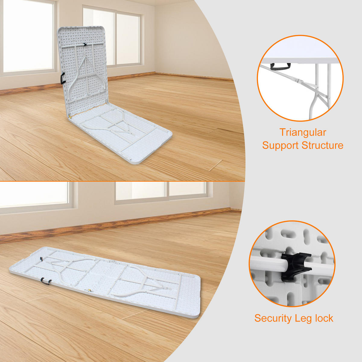 KLAPPTISCH 244 cm Weiß - Weiß, Kunststoff (243.9/73.6/73.6cm) - ComfortXL