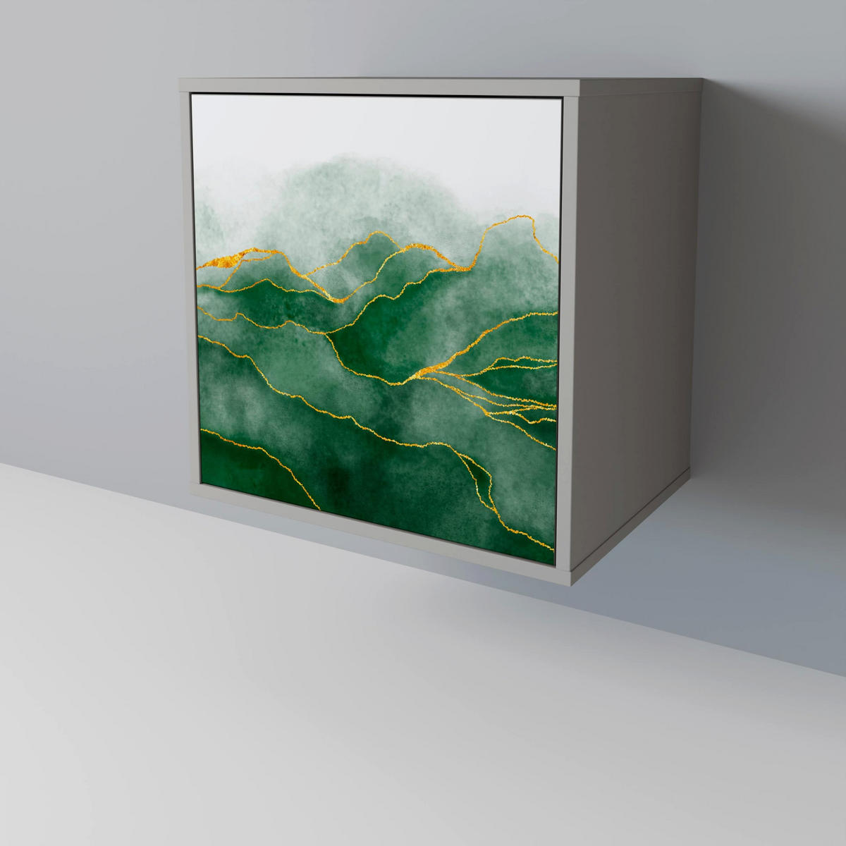 SIDEBOARD EXPENSIVE NATURE, Grau, 57,5x42x67,5 cm, Schwarze Metall-Rahmenfüße - Multicolor/Schwarz, Holzwerkstoff/Metall (57.5/67.5/42cm) - SpaceRebels