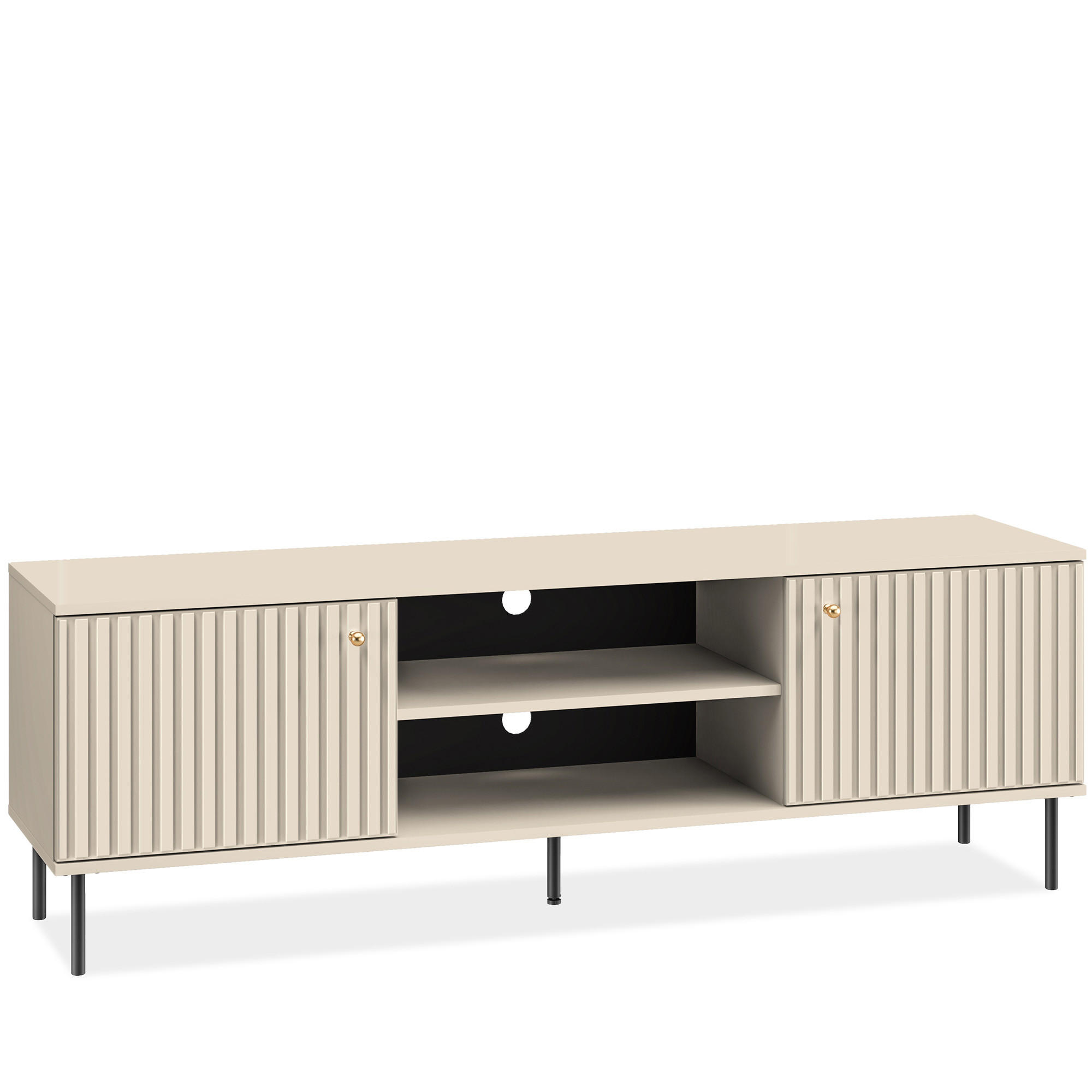 LOWBOARD DROMA mit Goldelementen, Creme - Creme/Schwarz, Holz/Metall (160/53/40cm) - KONSIMO®