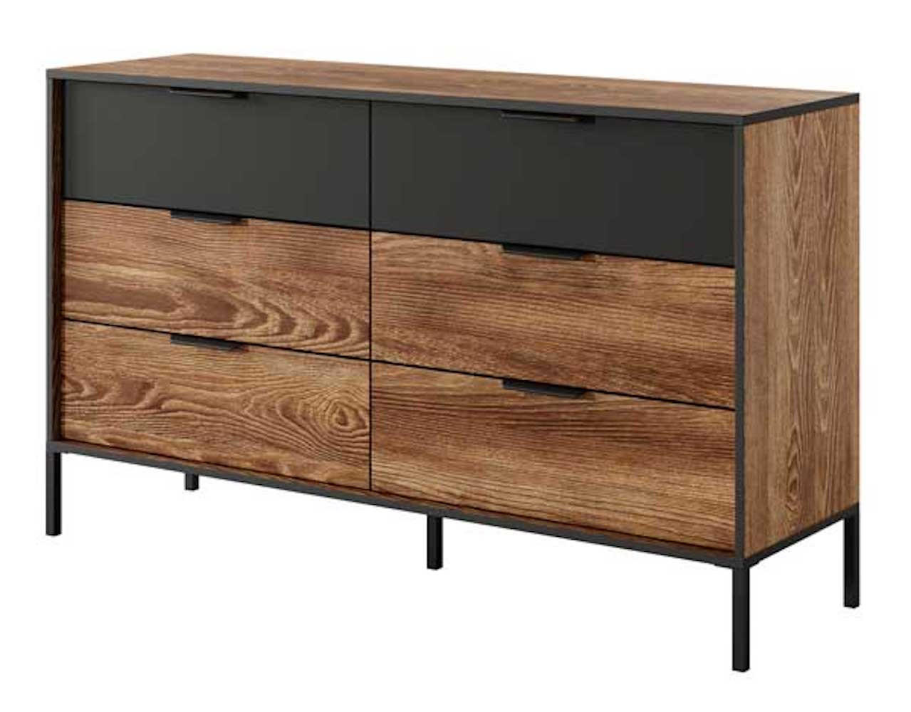 KOMMODE Milton Kastanie / anthrazit 137cm / 39,5 cm / 81 cm - Braun, Holz/Holzwerkstoff (137/81/39.5cm) - Feldmann-Wohnen