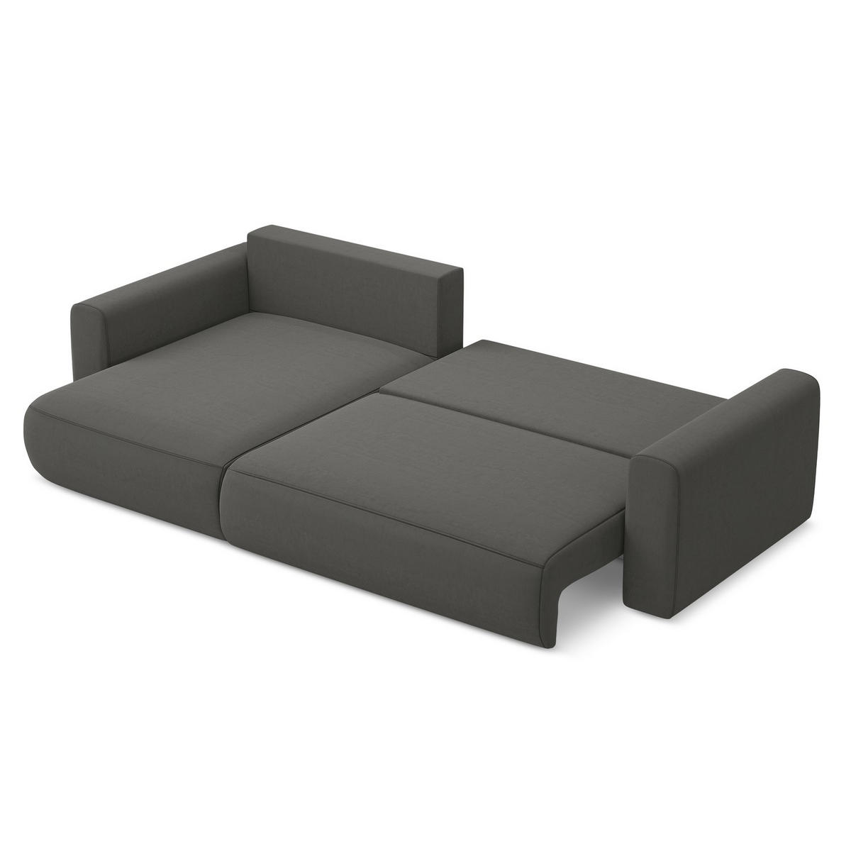 ECKSOFA mit Schlaffunktion Samt Stoff Grau - Dunkelgrau/Schwarz, Kunststoff/Textil (149/278cm) - LaMiaSofa