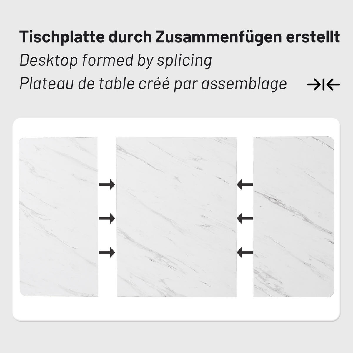 ESSTISCH 140/75/80 cm Weiß aus MDF und Metall mit verstellbaren Füßen - Weiß, Holzwerkstoff (140/80/75cm) - OKMYHOME