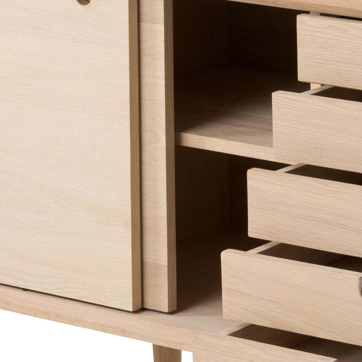 SIDEBOARD weiß - Eichefarben, Holz (180/71/45cm) - ebuy24