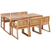 GARTENMÖBEL-SET 6-Sitzer Heller Holzfarbton Sassari II - Hellbraun, Holz - Beliani