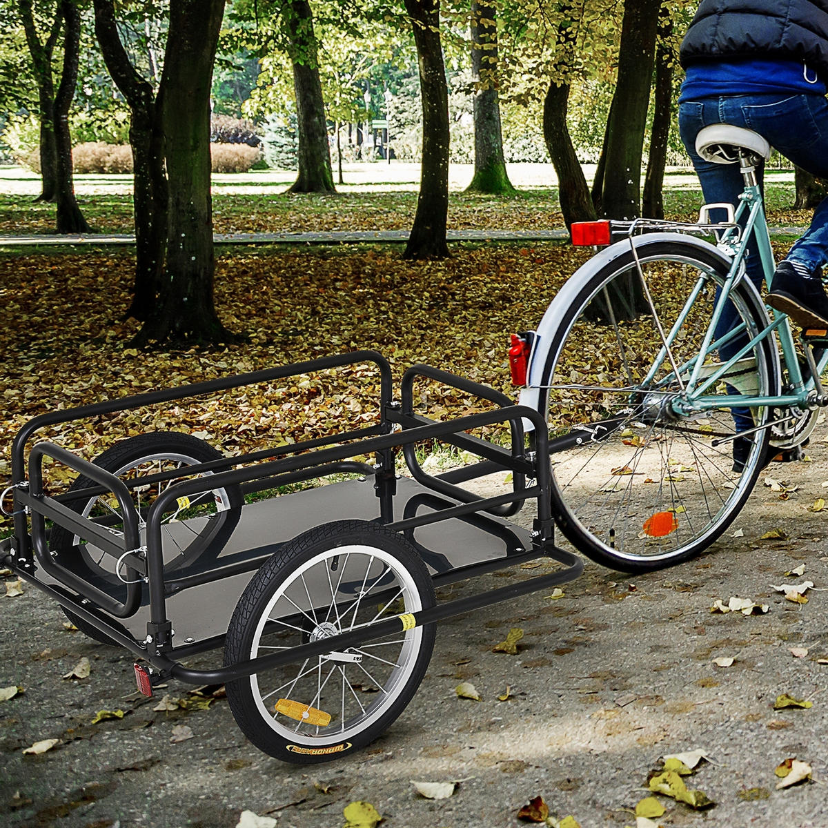 FAHRRADANHÄNGER, Stahl, Schwarz, 139L x 71,5B x 49H cm - Schwarz, Metall (715/49/139cm) - HOMCOM