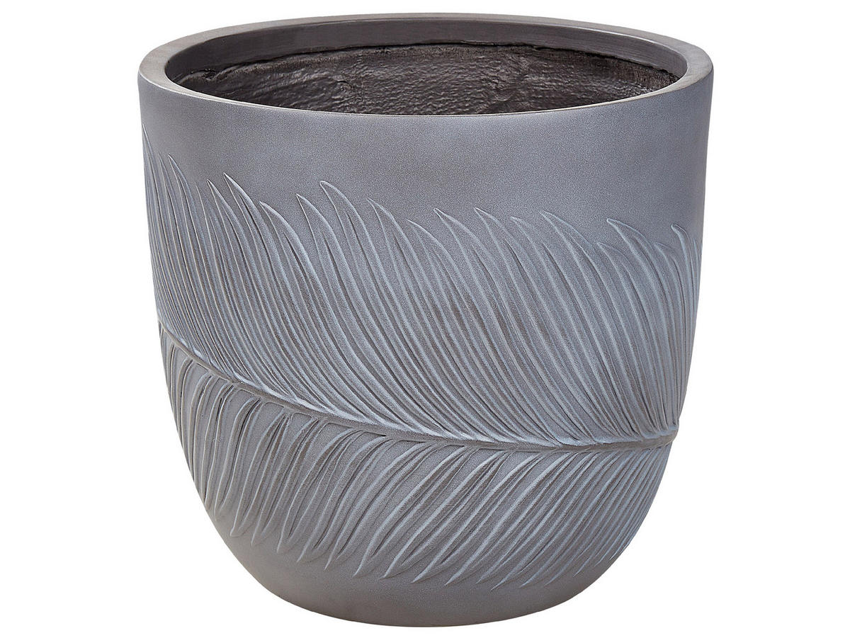 BLUMENTOPF grau rund 42/42/40 cm Ftero - Grau, Naturmaterialien (40cm) - Beliani