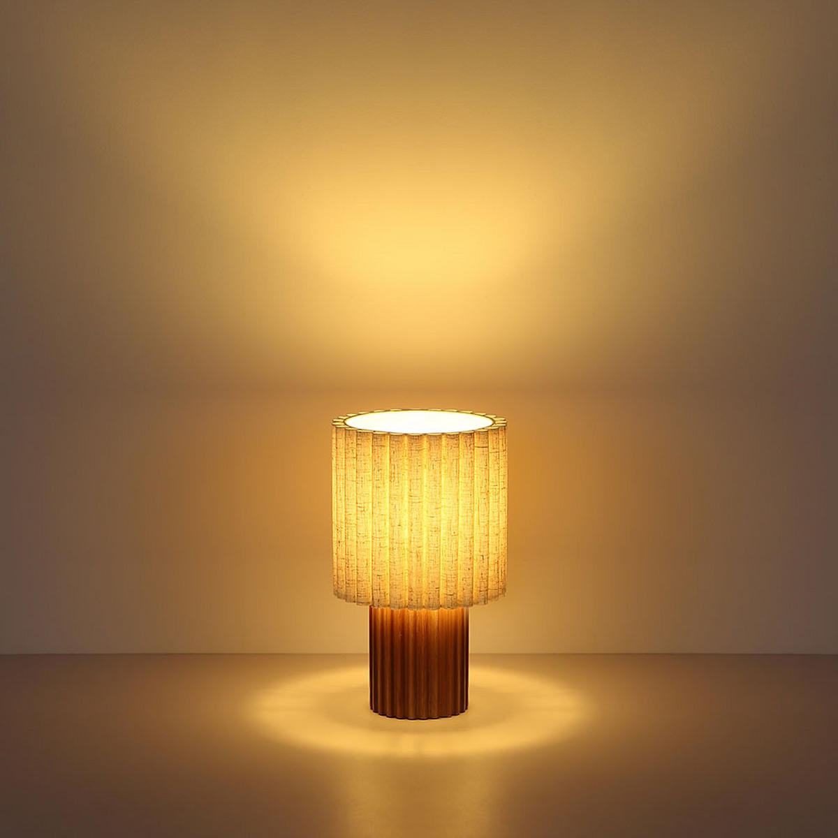 NACHTTISCHLAMPE JANNIE Holz Braun Retro - Braun, Holz (18/18/30cm) - Globo Lighting