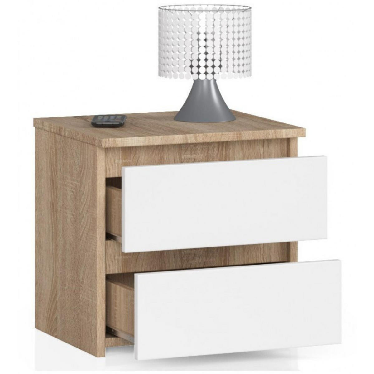 NACHTSCHRANK Sonoma Eiche, Weiß 40x35x40 cm - Graphitfarben/Weiß, Holzwerkstoff (40/40/35cm) - Akord