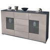 SIDEBOARD Grömitz Sandgrau Hochglanz - Sandfarben, Holzwerkstoff (138.5/75.5/35cm) - Vladon