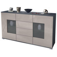 SIDEBOARD Grömitz Sandgrau Hochglanz - Sandfarben, Holzwerkstoff (138.5/75.5/35cm) - Vladon