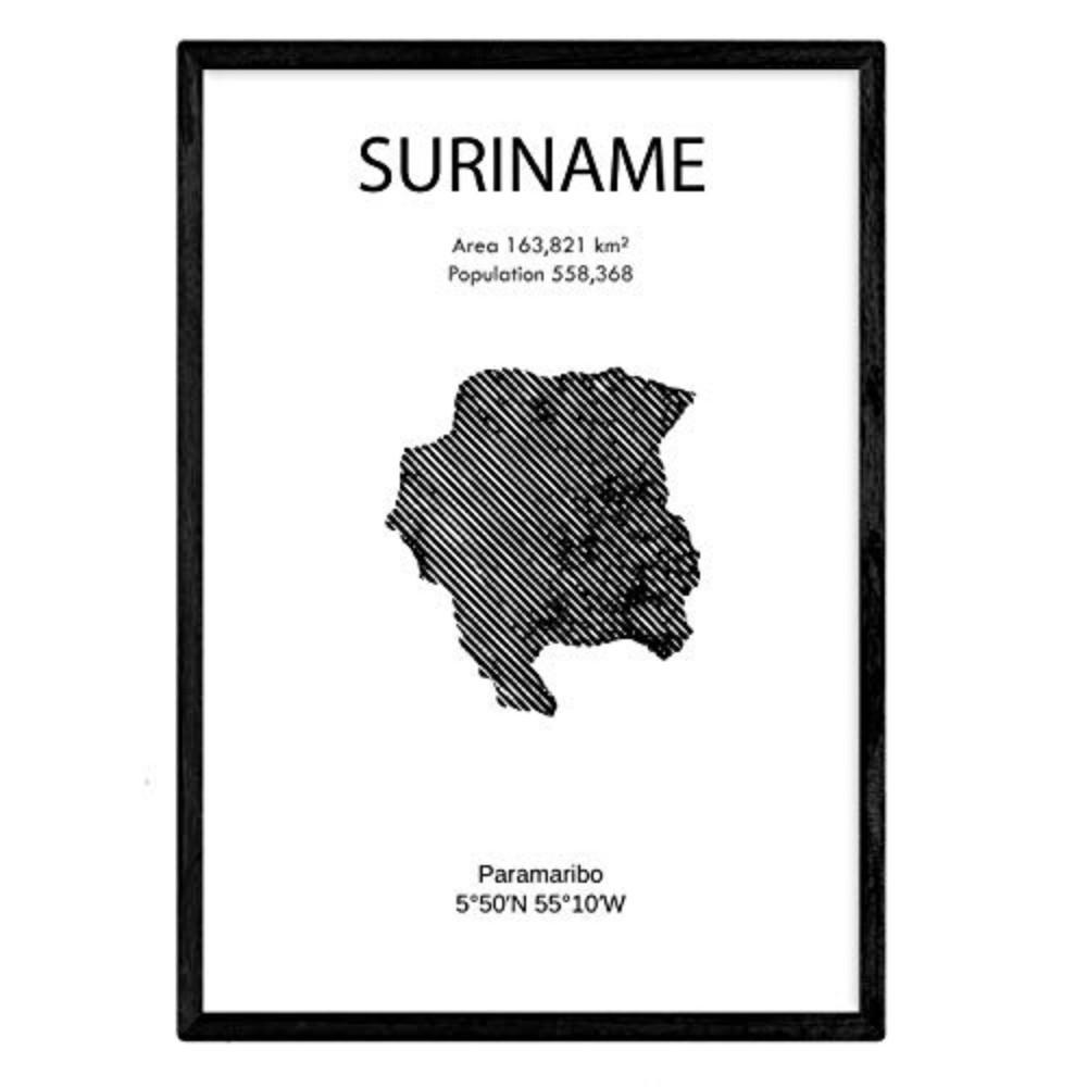 POSTER Country Map – Suriname A4 Rahmenlos - Klar, Papier (29.7/5/21cm) - Nacnic
